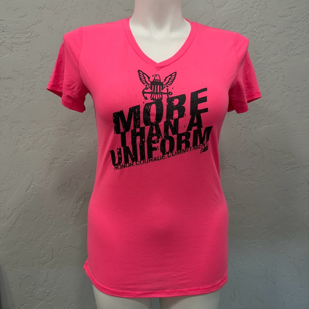 New Balance Pink “More Than A Uniform” Shirt Womens Large Military Graphic Tee